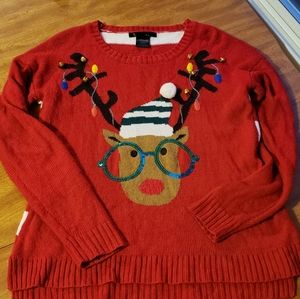 Ugly Christmas Sweater Rudolph Reindeer Glasses